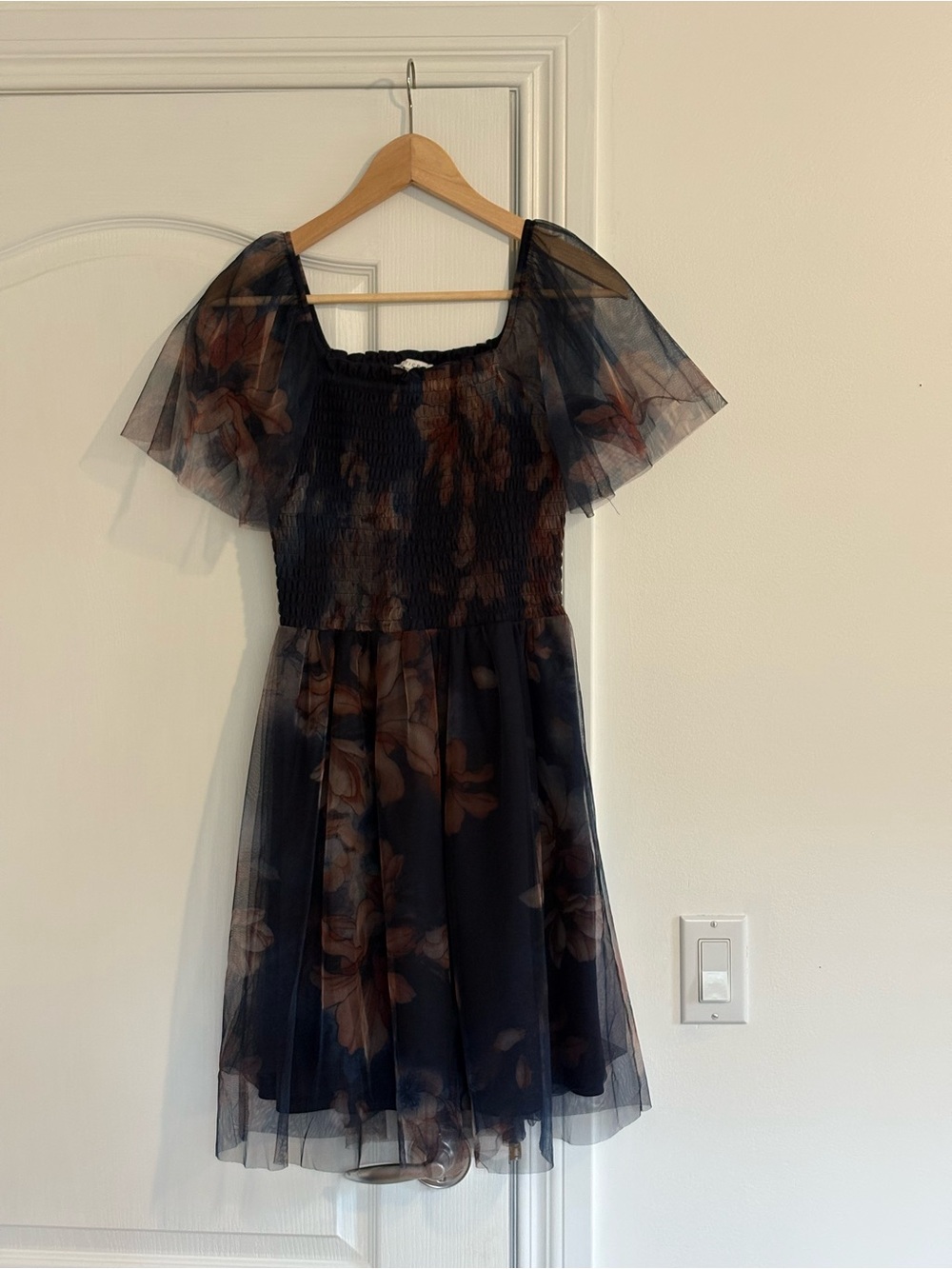 Baltic Born Tivoli Tulle Short Dress Dark Blue Floral – Size S